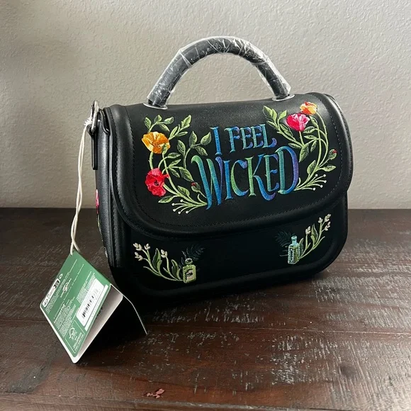 WICKED - I Feel Wicked Loungefly Embroidered Black Handbag - Picture 2 of 8
